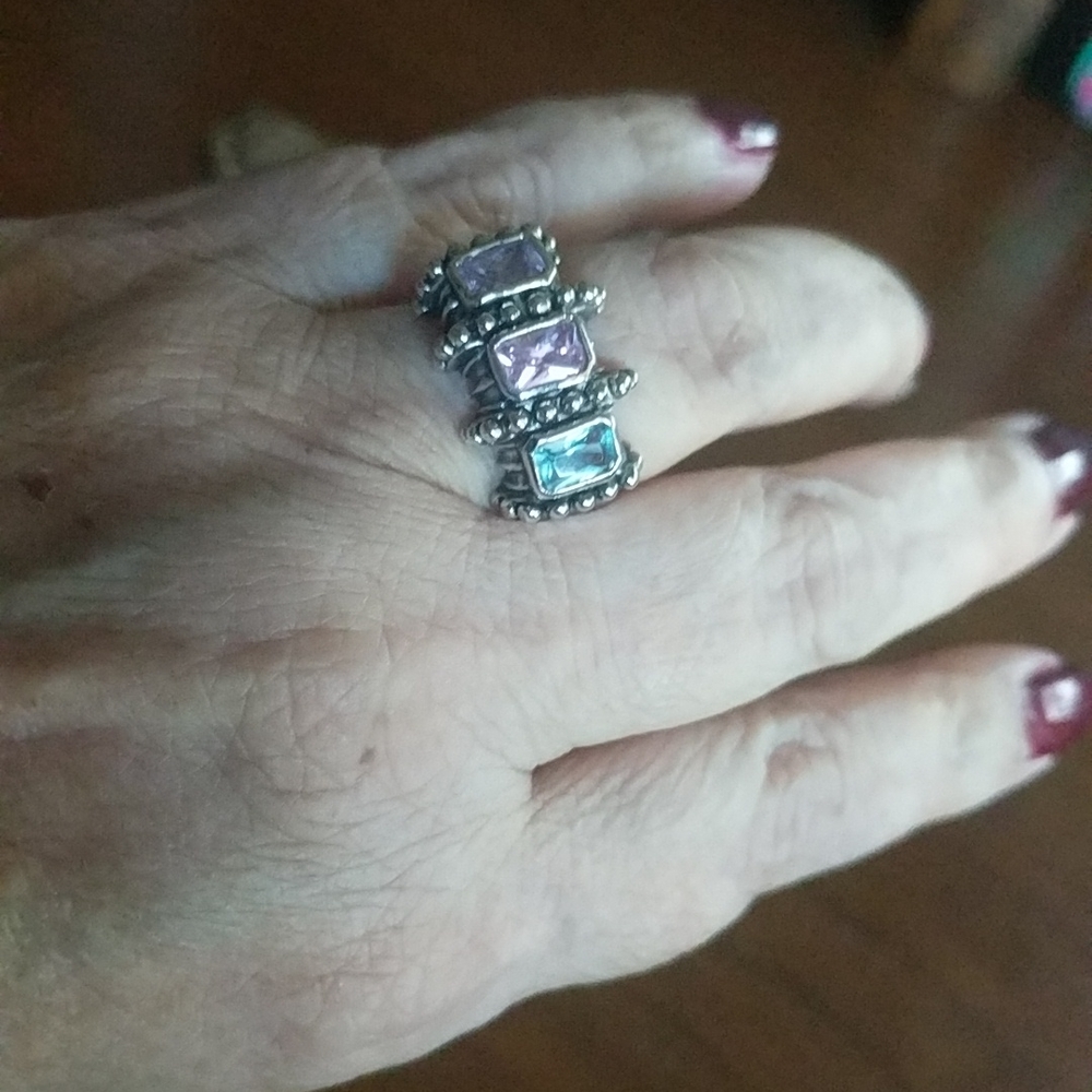 Blue, Pink & Purple Costume Jewelry Size 7 1/2